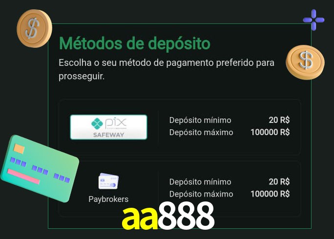 O cassino aa888 oferece uma grande variedade de métodos de pagamento
